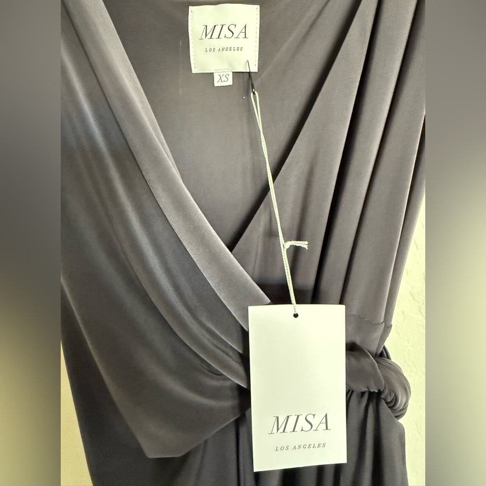 MISA LOS ANGELES Veronika Sleeveless Wrap Maxi Dress in Slate - NEW - XS - Picture 6 of 7